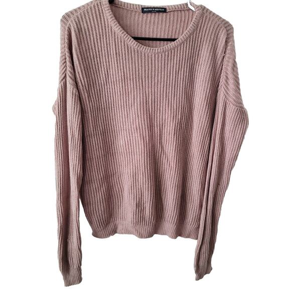 Brandy Melville Sweater Dusty Pink Pull Over Cable Knit One Size Medium Italy - Picture 1 of 5